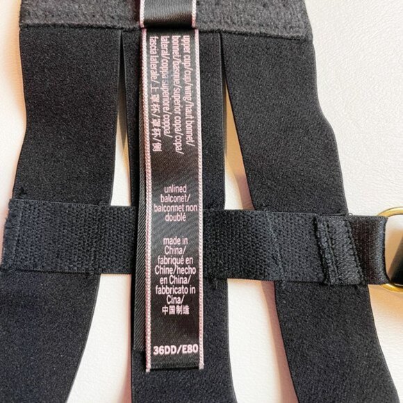 NWOT Victoria's Secret Bra 36DD Unlined Balconet Strappy Banded Black B1430 - Picture 6 of 7